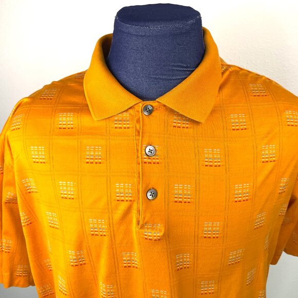 AXIS Men’s 100% Mercerized Cotton Orange Textured Pattern Polo Shirt Size XL - Picture 3 of 9